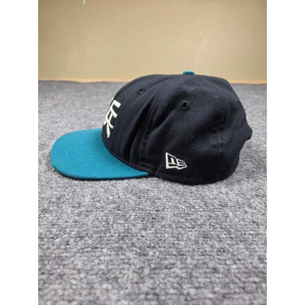 Vintage 90s Seattle Mariners Snapback Hat OSFA New Era Kanji Japanese Logo Teal